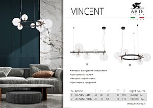 Подвесная люстра Arte Lamp Vincent A7790SP-8BK